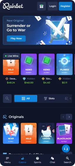 Rainbet slot lobby providerfilter