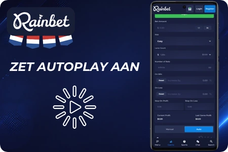 Autoplay paneel van Chicken Cross met Lane Count, Number of Bets en stop-limieten bij Rainbet