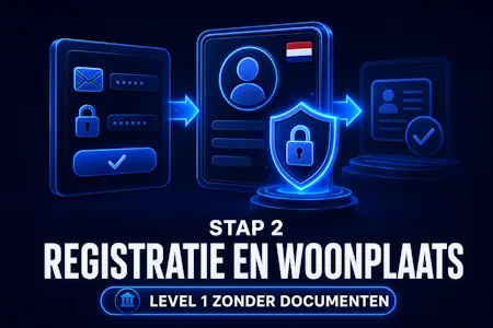 Registratie bij Rainbet met e-mail, wachtwoord en Level 1 zonder identiteitsdocumenten